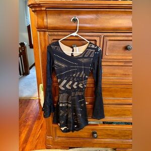 Sage Black Mesh Long Sleeve Cutout Romper Size Small NWOT